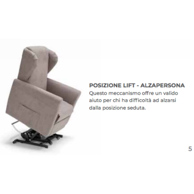 Poltrona relax elettrica NORMA Permaflex con Lift 2 Motori – Doppia Pediera e Roller di Serie