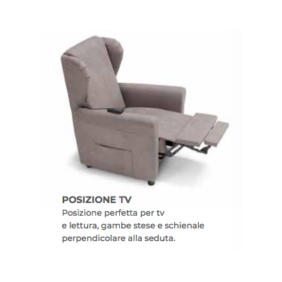 Poltrona relax elettrica NORMA Permaflex con Lift 2 Motori – Doppia Pediera e Roller di Serie