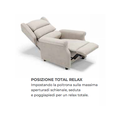 Poltrona relax elettrica TOSCA FIOCCO Permaflex con Lift 2 Motori – Braccioli Estraibili e Doppia Pediera di Serie